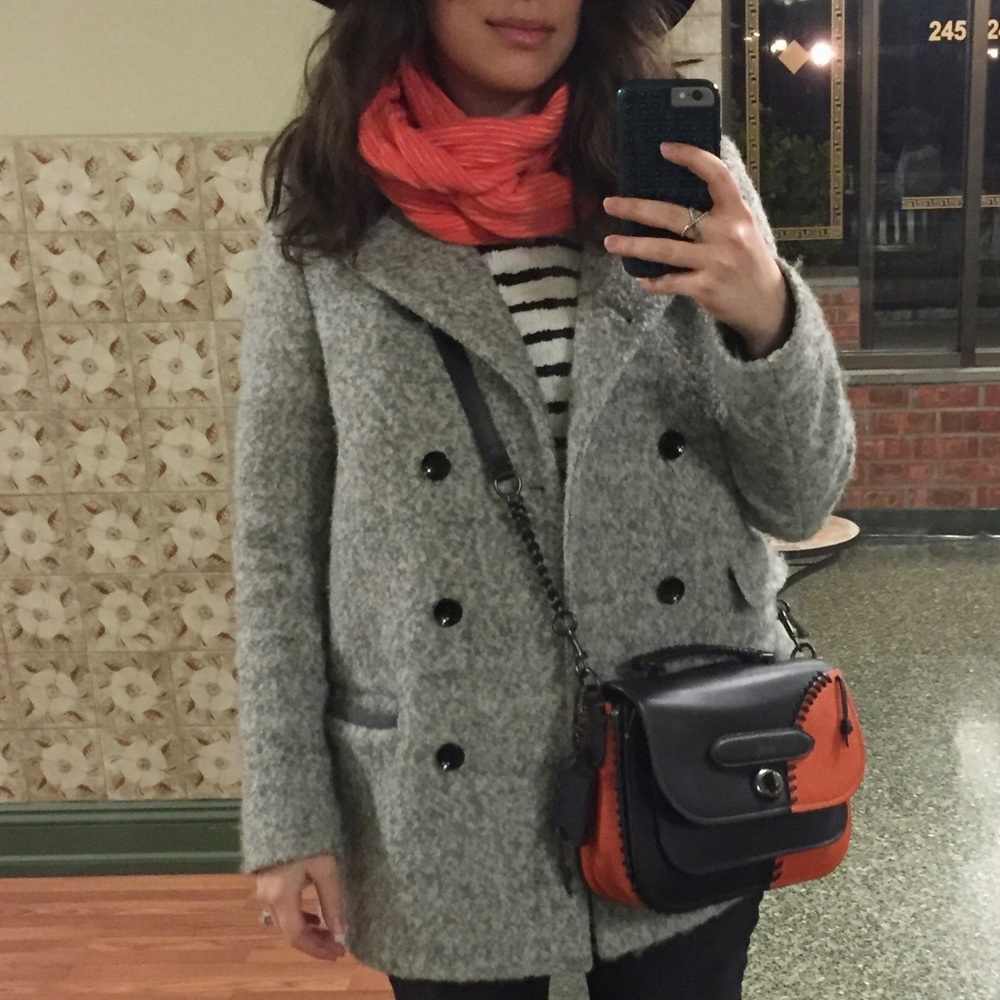 Soia & Kyo Grey Marbled Wool-Blend Peacoat